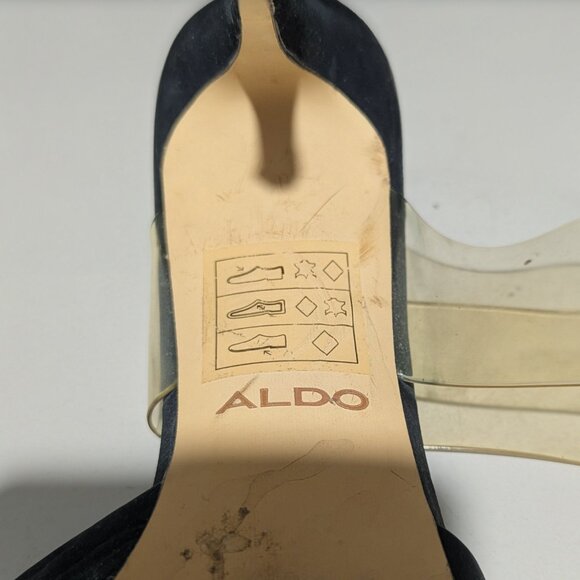 ALDO Black Leather Heels w/ Clear Strap – Size 7.5 - Picture 3 of 6